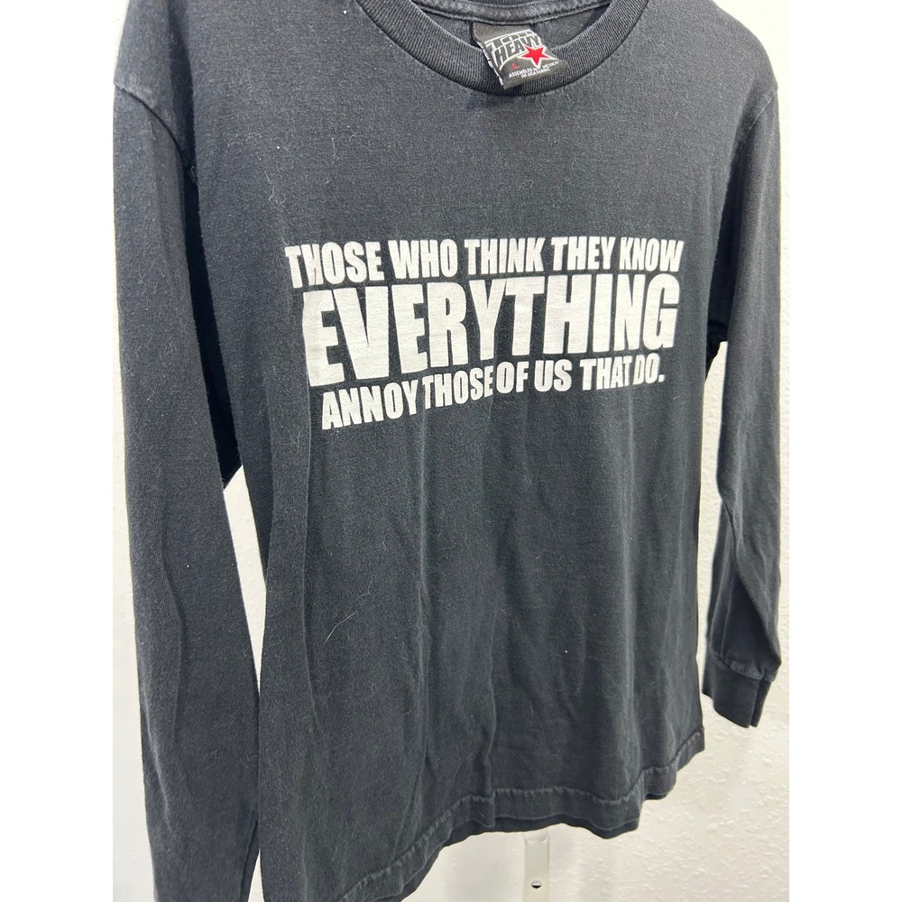 Top Heavy Mens Graphic Long Sleeve T-Shirt‎ Black Sarcastic Slogan Size L